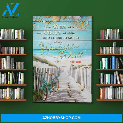 What A Wonderful World Beach Canvas Wall Art, Wall Decor Visual Art