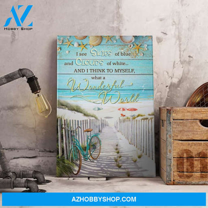 What A Wonderful World Beach Canvas Wall Art, Wall Decor Visual Art
