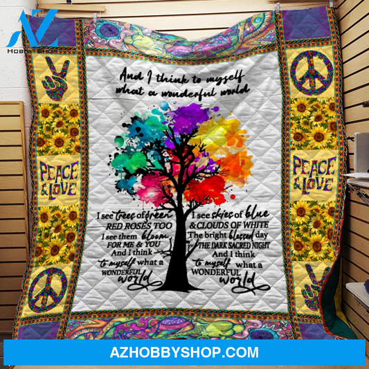 What a wonderful world Hippie Fleece Blanket