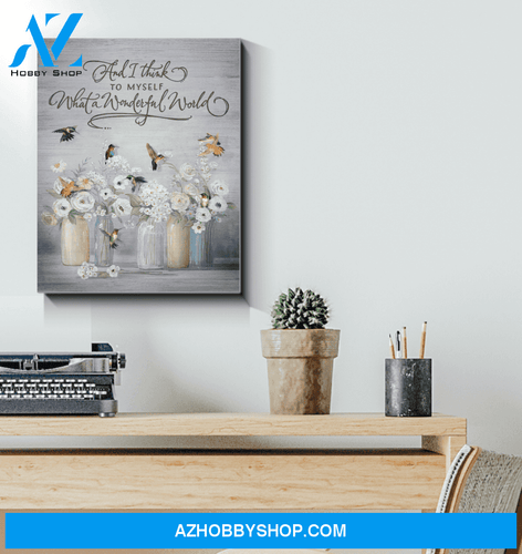 What A Wonderful World Hummingbird Wall Art Canvas
