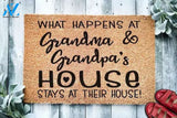 What Happens At Grandma And Grandpa's House Stays At Their HouseDoormat Welcome Mat House Warming Gift Home Decor Gift for Grandparent Lovers Funny Doormat Gift Idea