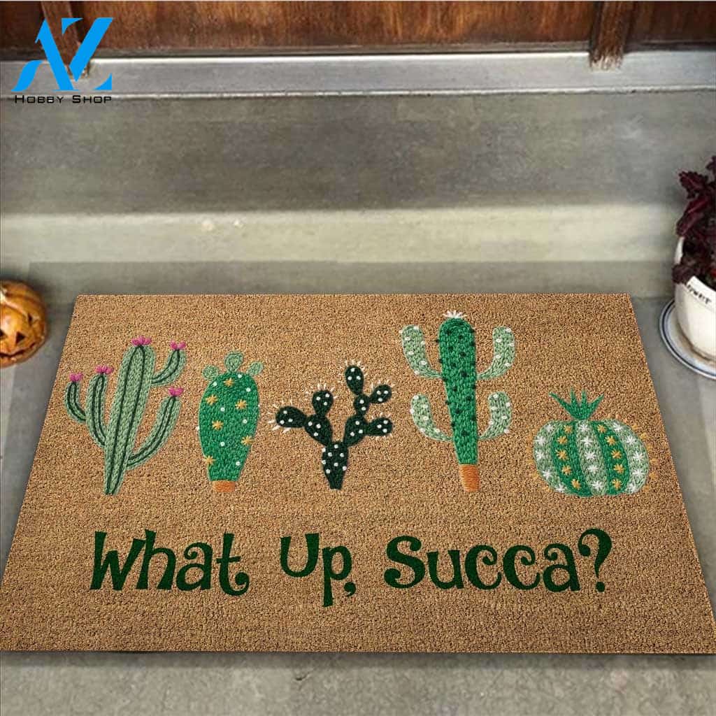 What Up Succa Cactus Funny Indoor And Outdoor Doormat Warm House Gift Welcome Mat Gift For Succa Lovers