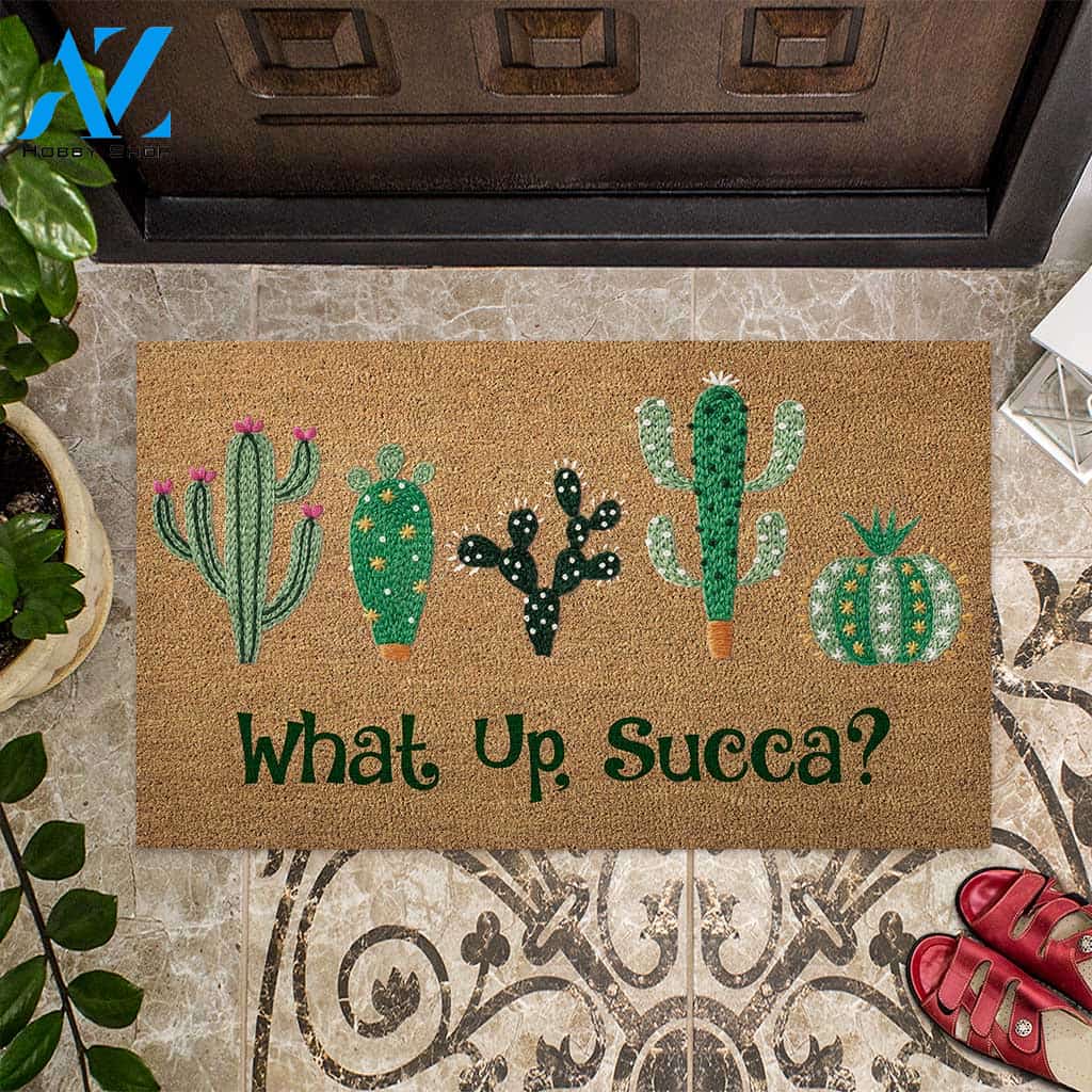 What Up Succa Cactus Funny Indoor And Outdoor Doormat Warm House Gift Welcome Mat Gift For Succa Lovers