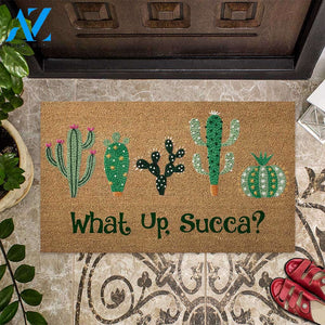 What Up Succa - Cactus Coir Pattern Print Doormat