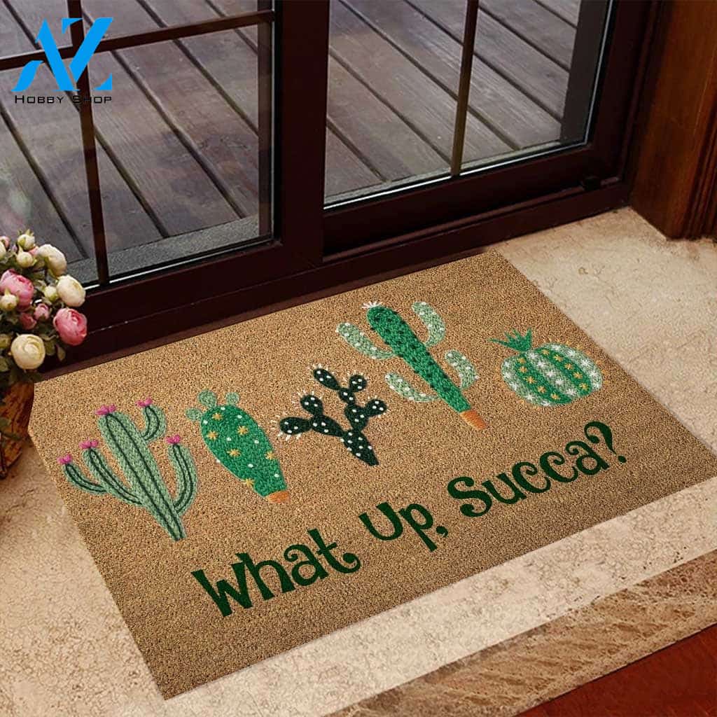 What Up Succa Doormat Welcome Mat Housewarming Gift Home Decor Funny Doormat Gift For Cactus Lovers Gift For Friend Birthday Gift