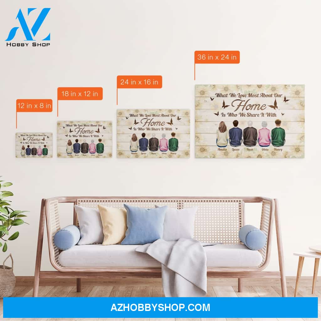 What We Love Most About Our Home - Personalized Canvas - Anniversary Gift For Family
