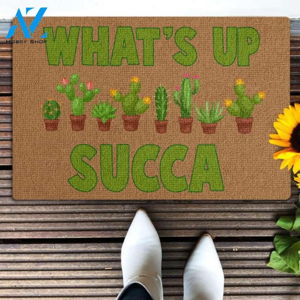 What's Up Succa Cactus Funny Indoor And Outdoor Doormat Warm House Gift Welcome Mat Birthday Gift For Garden Lover