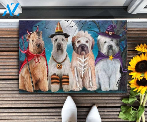 Wheaten Terriers Dog Happy Halloween Day Doormat Welcome Mat Housewarming Gift Home Decor Gift For Dog Lovers Funny Doormat Gift Idea For Halloween