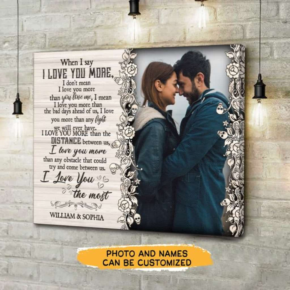 When I Say Love You More Canvas Gallery Wraps For Couple 18X12 Inches Canvass