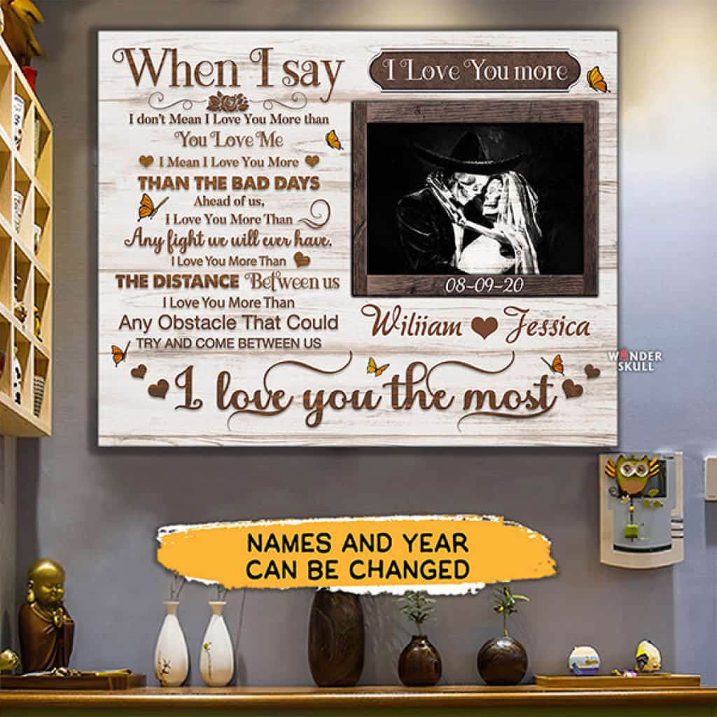 When I Say I Love You The Most - Personalized Skull Couple Valentine Canvas Gallery Wraps Gift
