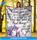 When I Tell You I Love You Unicorn Butterfly Throw Sherpa Fleece Blanket Lightweight Soft