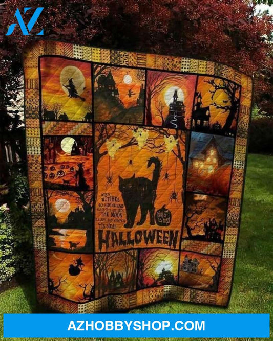 When The Witch Goes Riding Fleece Blanket Halloween Gift, Halloween Decor