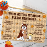 When Visiting Dog House Please Remeber Fall Version Personalized Doormat