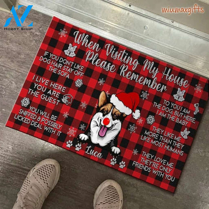 When Visiting My House Christmas Personalized Funny Doormat Gift For Dog Lovers Home Decor Warm House Gift Welcome Mat