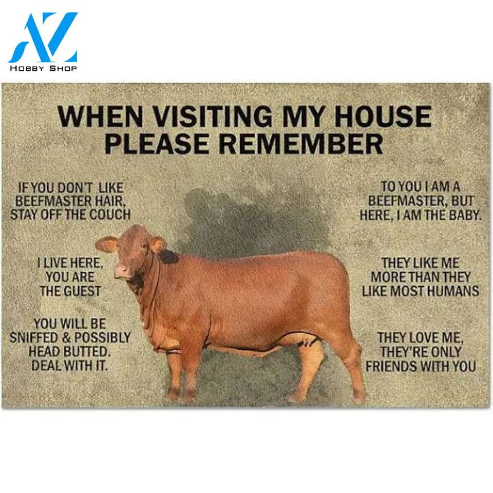 When Visiting My House | Cow Doormat, Cow Lover Mat, Gift For Farmer, Farmhouse Mat Decor, Farm Life Doormat