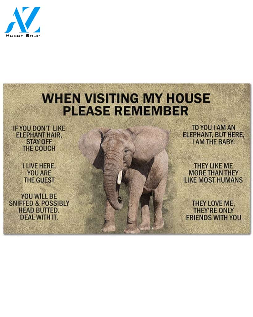 When Visiting My House Elephant Funny Indoor And Outdoor Doormat Warm House Gift Welcome Mat Birthday Gift For Elephant Lovers