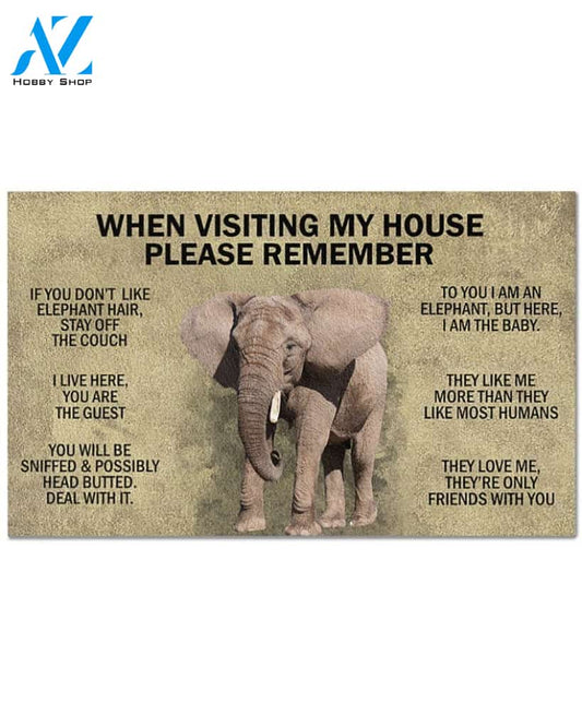 When Visiting My House Elephant Funny Indoor And Outdoor Doormat Warm House Gift Welcome Mat Birthday Gift For Elephant Lovers