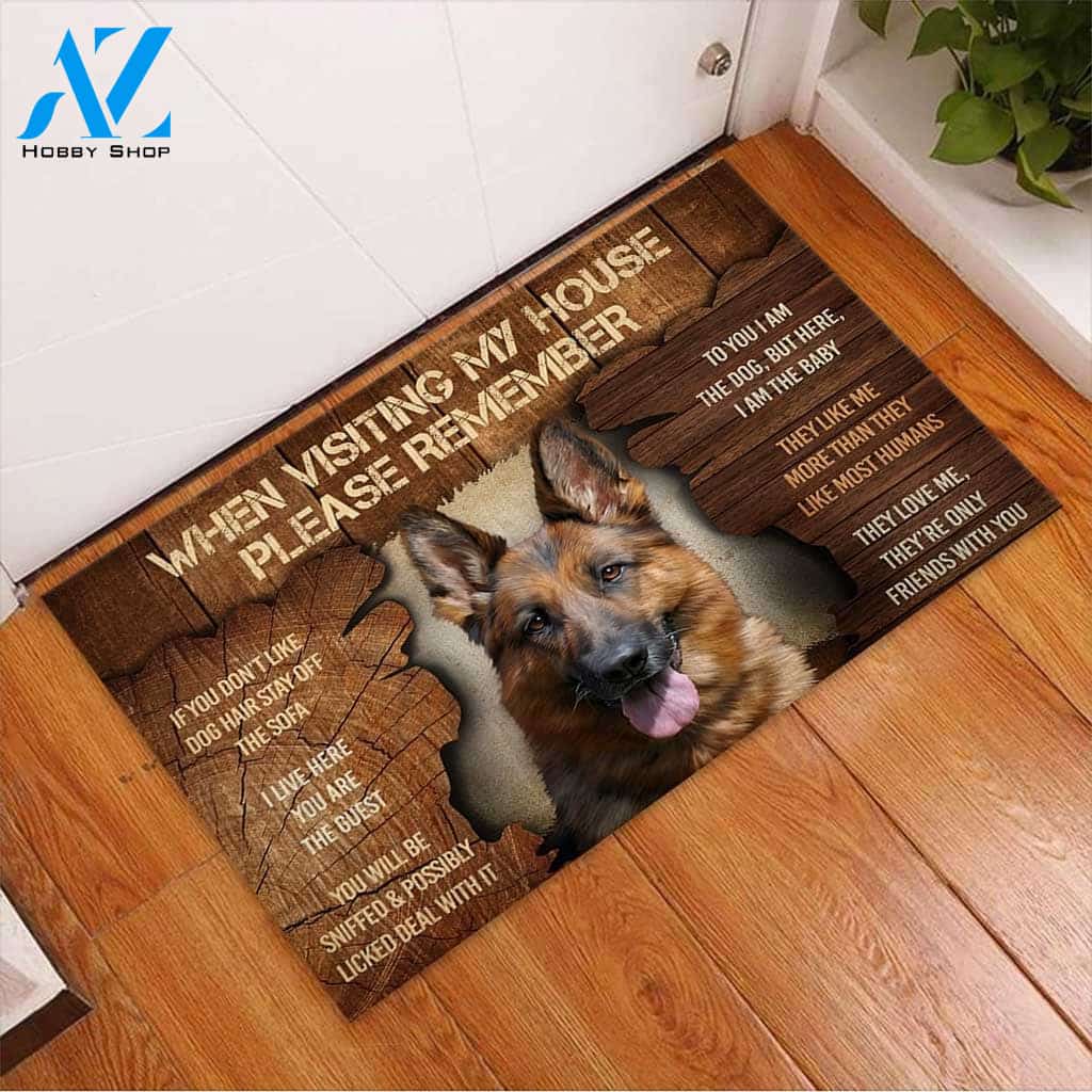 When Visiting My House - German Shepherd Dog Doormat, Gift For German Shepherd Dog lovers, Gift For Friend Family Home Decor Warm House Gift Welcome Mat