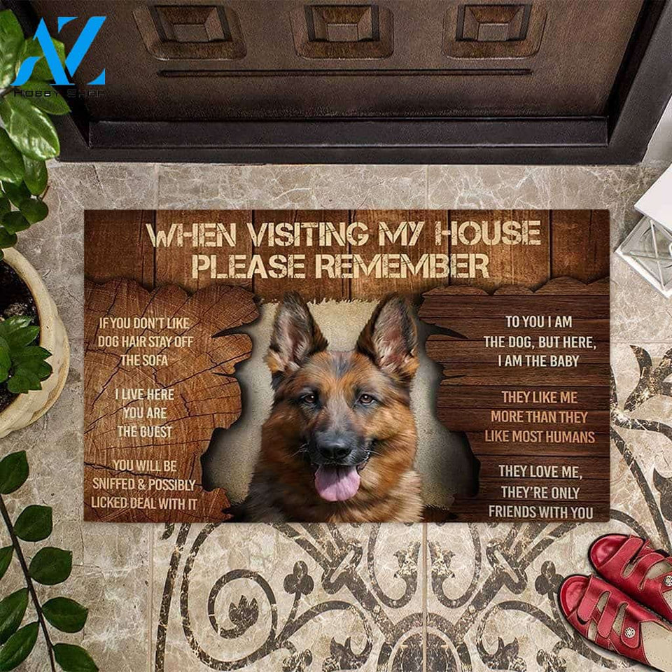 When Visiting My House German Shepherd Dog Easy Clean Welcome Doormat - Welcome Mat - Home Decor