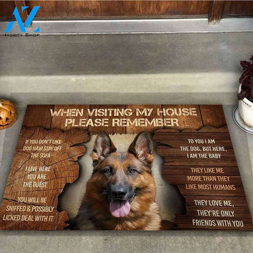When Visiting My House German Shepherd Dog Easy Clean Welcome Doormat - Welcome Mat - Home Decor