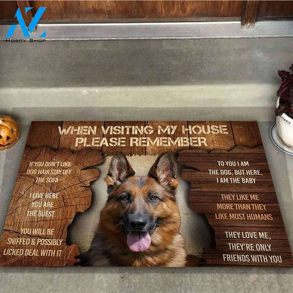 When Visiting My House German Shepherd Dog Easy Clean Welcome Doormat - Welcome Mat - Home Decor