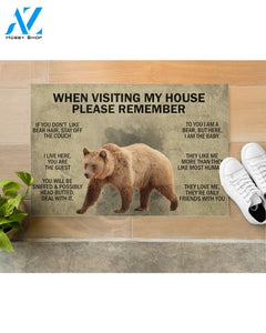 When Visiting My House Please Remember - Bear Indoor And Outdoor Doormat Gift For Bear Lovers Birthday Gift Decor Warm House Gift Welcome Mat