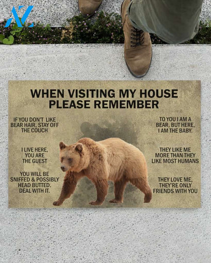When Visiting My House Please Remember - Bear Indoor And Outdoor Doormat Gift For Bear Lovers Birthday Gift Decor Warm House Gift Welcome Mat