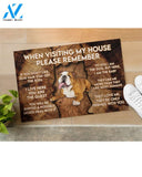 When Visiting My House Please Remember - Bulldog Doormat Welcome Mat Housewarming Gift Home Decor Funny Doormat Gift Idea For Dog Lovers