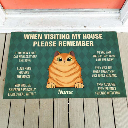 When Visiting My House Please Remember Cat Rules Personalized Doormat