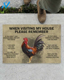 When Visiting My House Please Remember - Chicken Indoor And Outdoor Doormat Gift For Chicken Lovers Birthday Gift Decor Warm House Gift Welcome Mat
