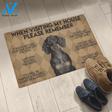 WHEN VISITING MY HOUSE PLEASE REMEMBER DACHSHUND DOG Indoor And Outdoor Doormat Warm House Gift Welcome Mat Gift For Dachshund Lovers