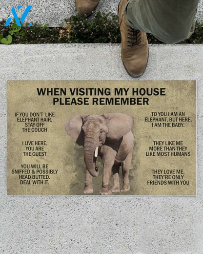 When Visiting My House Please Remember - Elephant Indoor And Outdoor Doormat Gift For Elephant Lovers Birthday Gift Decor Warm House Gift Welcome Mat