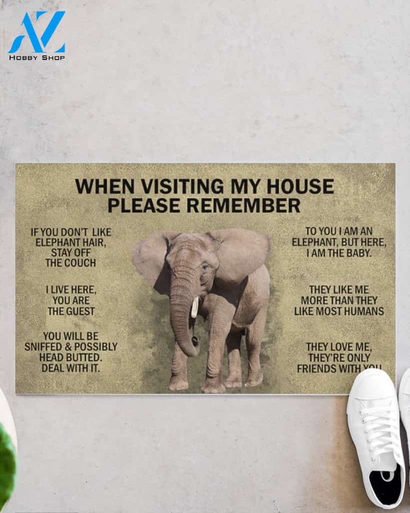 When Visiting My House Please Remember - Elephant Indoor And Outdoor Doormat Gift For Elephant Lovers Birthday Gift Decor Warm House Gift Welcome Mat