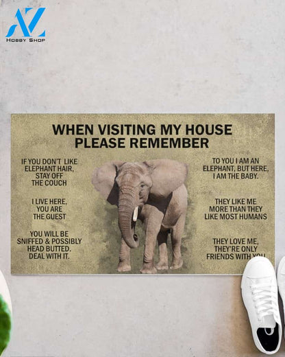 When Visiting My House Please Remember - Elephant Indoor And Outdoor Doormat Gift For Elephant Lovers Birthday Gift Decor Warm House Gift Welcome Mat