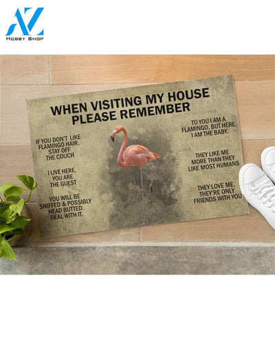 When Visiting My House Please Remember - Flamingo Indoor And Outdoor Doormat Gift For Flamingo Lovers Birthday Gift Decor Warm House Gift Welcome Mat