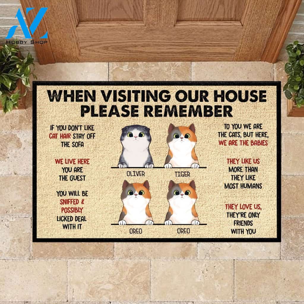 When Visiting My House Please Remember - Funny Personalized Cat Doormat 