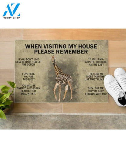 When Visiting My House Please Remember - Giraffe Indoor And Outdoor Doormat Gift For Giraffe Lovers Birthday Gift Decor Warm House Gift Welcome Mat