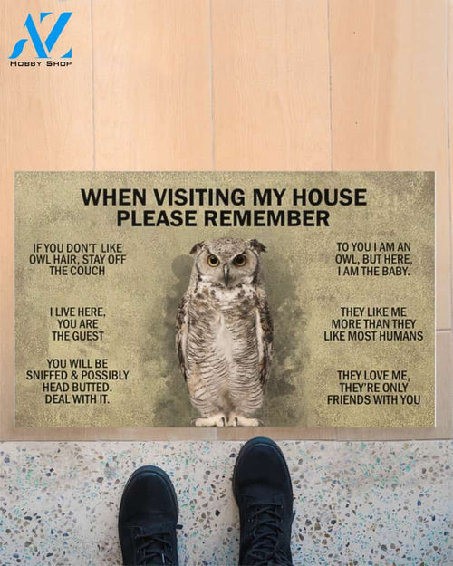 When Visiting My House Please Remember - Owl Indoor And Outdoor Doormat Gift For Owl Lovers Birthday Gift Decor Warm House Gift Welcome Mat