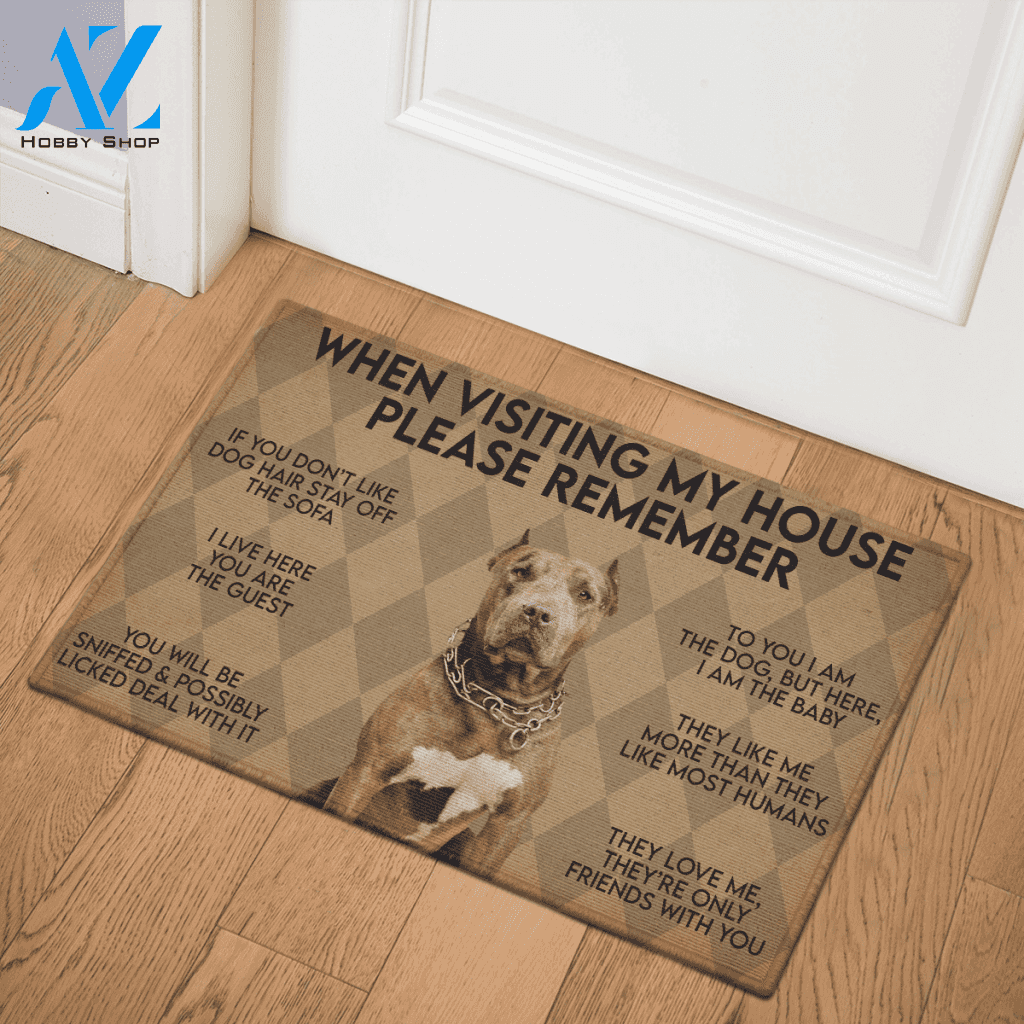 WHEN VISITING MY HOUSE PLEASE REMEMBER PB DOG Indoor And Outdoor Doormat Warm House Gift Welcome Mat Gift For PB Lovers