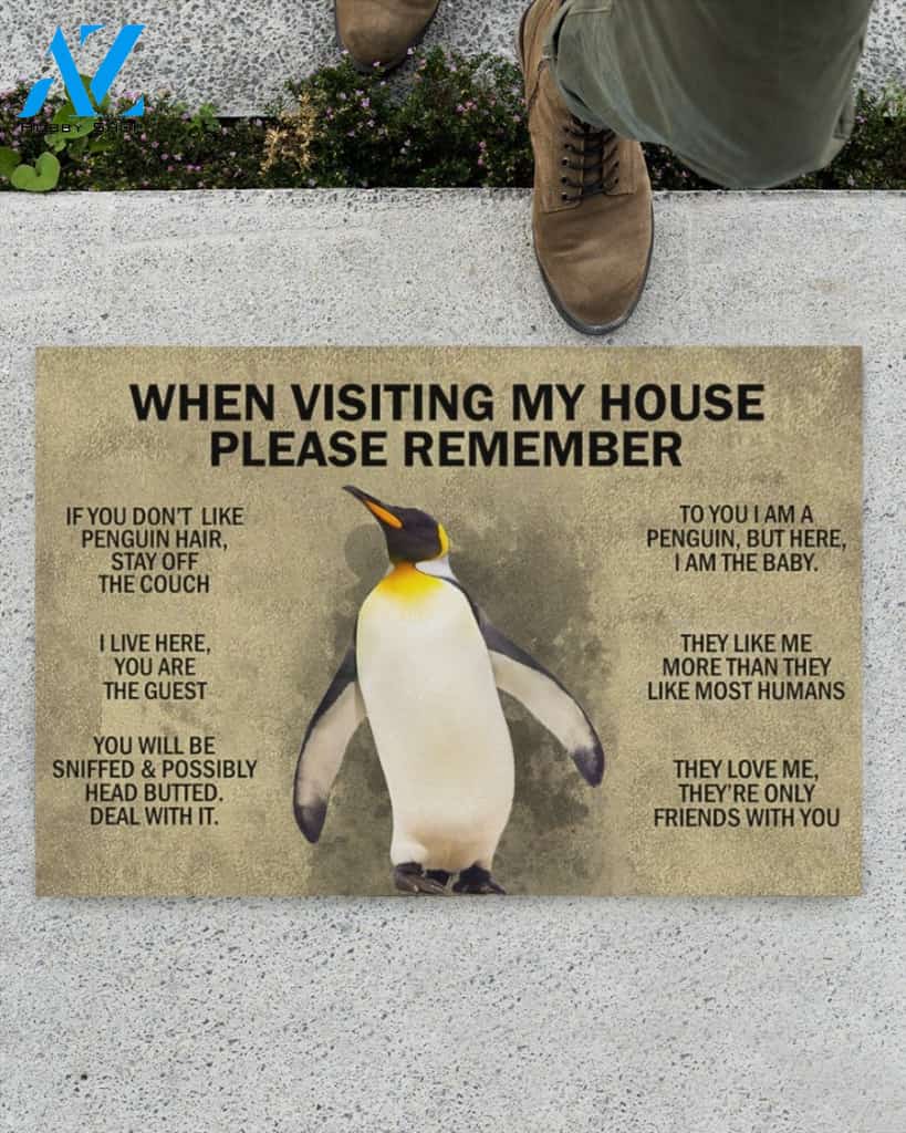 When Visiting My House Please Remember - Penguin Indoor And Outdoor Doormat Gift For Penguin Lovers Birthday Gift Decor Warm House Gift Welcome Mat