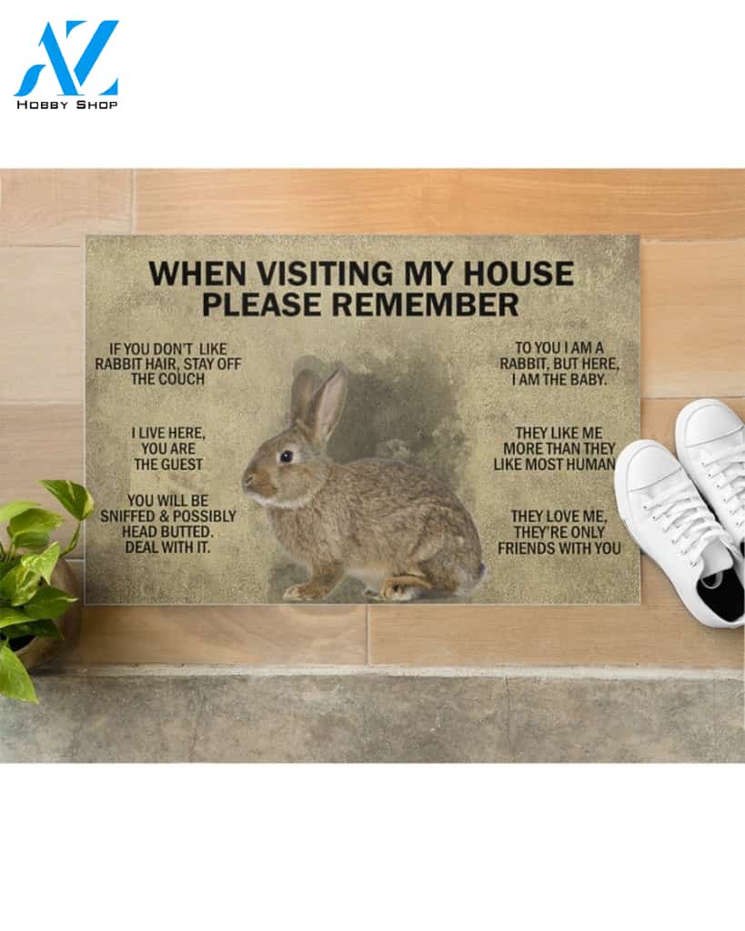 When Visiting My House Please Remember - Rabbit Indoor And Outdoor Doormat Gift For Rabbit Lovers Birthday Gift Decor Warm House Gift Welcome Mat