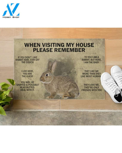 When Visiting My House Please Remember - Rabbit Indoor And Outdoor Doormat Gift For Rabbit Lovers Birthday Gift Decor Warm House Gift Welcome Mat