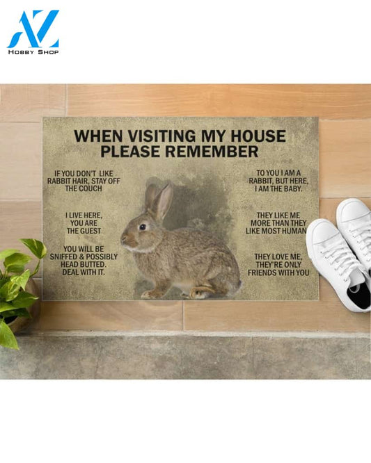 When Visiting My House Please Remember - Rabbit Indoor And Outdoor Doormat Gift For Rabbit Lovers Birthday Gift Decor Warm House Gift Welcome Mat