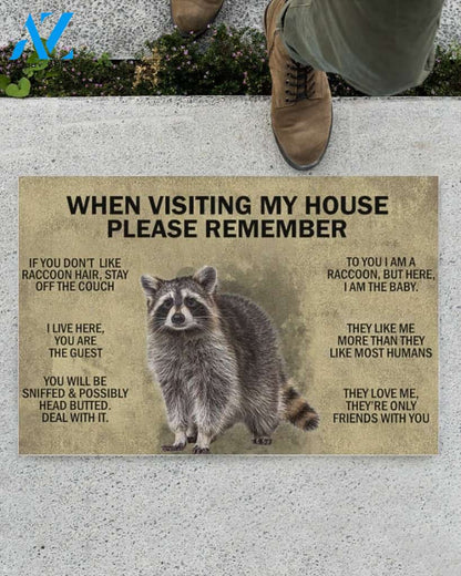 When Visiting My House Please Remember - Raccoon Indoor And Outdoor Doormat Gift For Raccoon Lovers Birthday Gift Decor Warm House Gift Welcome Mat
