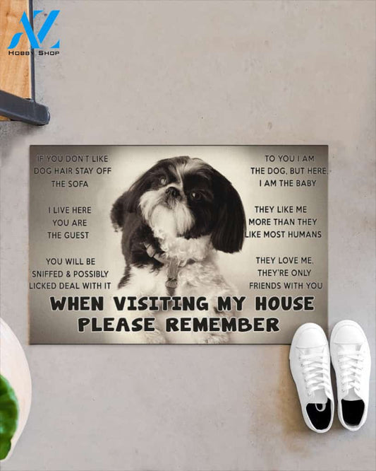 When Visiting My House Please Remember - Shih Tzu 2 Dog Doormat Welcome Mat Housewarming Gift Home Decor Funny Doormat Gift Idea For Dog Lovers