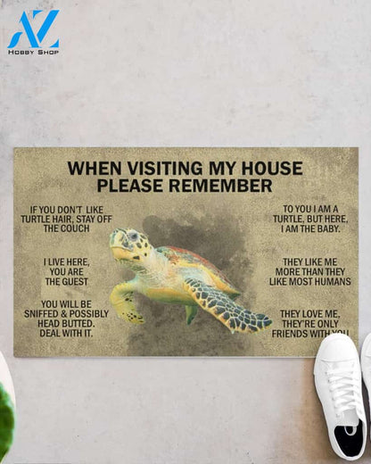 When Visiting My House Please Remember - Turtle Indoor And Outdoor Doormat Gift For Turtle Lovers Birthday Gift Decor Warm House Gift Welcome Mat