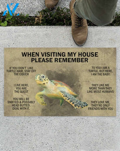 When Visiting My House Please Remember - Turtle Indoor And Outdoor Doormat Gift For Turtle Lovers Birthday Gift Decor Warm House Gift Welcome Mat
