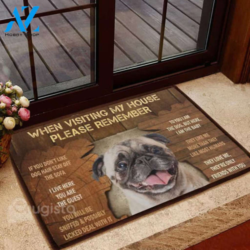When Visiting My House Pug Doormat | Colorful | Size 8x27'' 24x36''