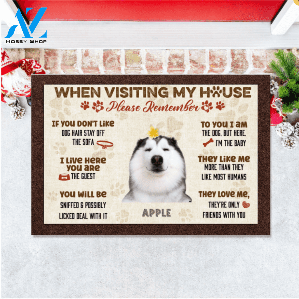 When Visiting My House Rules Dog Funny Personalized Upload Photo Doormat Gift For Dog Lovers Home Decor Warm House Gift Welcome Mat