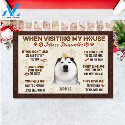 When Visiting My House Rules Dog Funny Personalized Upload Photo Doormat Gift For Dog Lovers Home Decor Warm House Gift Welcome Mat